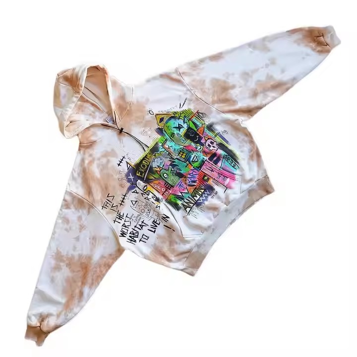 High Quality Luxury Custom Hoodie XL Pullover Oversized Print Tie-Dye Vintage Wash Fleece High Quality Manufacturer
