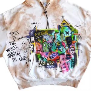 High Quality Luxury Custom Hoodie XL Pullover Oversized Print Tie-Dye Vintage Wash Fleece High Quality Manufacturer
