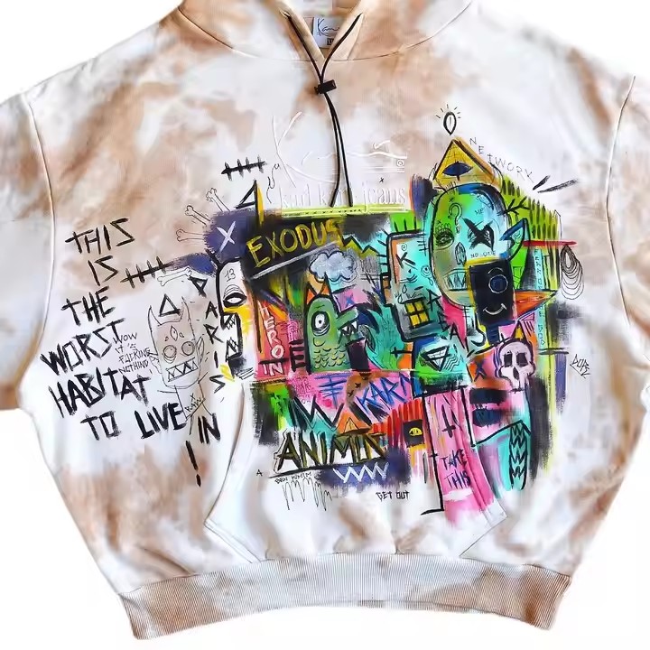 High Quality Luxury Custom Hoodie XL Pullover Oversized Print Tie-Dye Vintage Wash Fleece High Quality Manufacturer