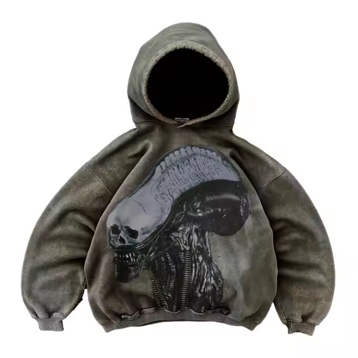 Custom 3D Logo Distressed Acid Washed Hoodie 500 Gsm Heavy Fabric Vintage Puff Print Design for Plus Size Spring Season