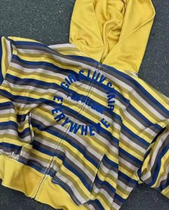 Custom New Striped Zip up Hoodie for Men Oversized Boxy Fit Heavyweight Striped French Terry Hoodies Manufacturer