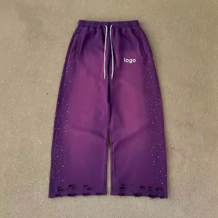 Sun Faded Sweatpants Luxury Mens French Terry Straight Leg Sweatpants Sweat Pants for Men Custom logo Washed Sweatpants