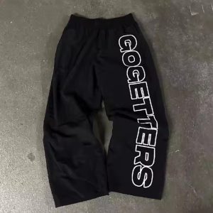 Nylon Track Pants Baggy Loose Casual Black Blank Man Side Button Stripe Nylon Jogger Polyester Cargo Track Pants for Men