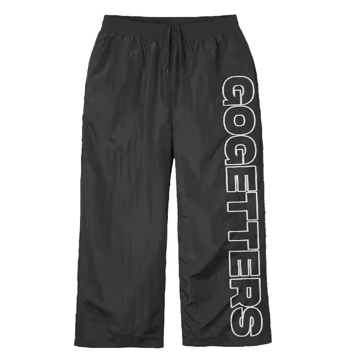 Nylon Track Pants Baggy Loose Casual Black Blank Man Side Button Stripe Nylon Jogger Polyester Cargo Track Pants for Men