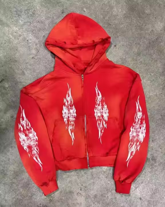 High Quality 100% Cotton Heavyweight Hoodie Custom Printing Logo Hoodies Sun Faded Oversized Acid Wash Zip up Hoodies for Men