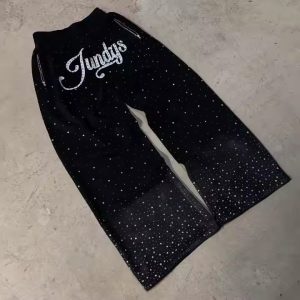 Acid Washed Distress Rhinestone 100% Cotton Sweatpants Oversized Zip up Pocket Heavyweight Sweatpants for Men.jpg_720x720q50.avif