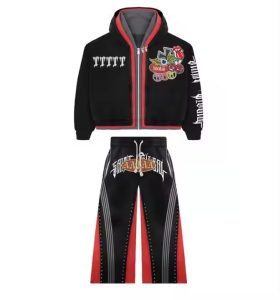 Custom Heavyweight Acid Wash Flared Sweatpants and Hoodie Sets Unisex Wholesale Triple Layer Distressed Zip up Men Sweatsuit