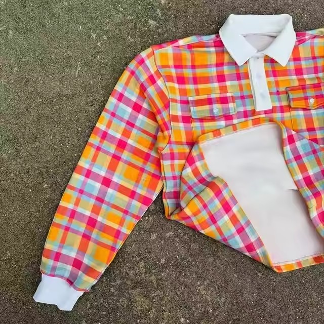 2025 New Trend Custom Streetwear Oversized Boxy Fit French Terry Cotton Heavyweight Striped Plaid Vintage Polo Shirts for Men