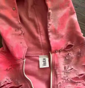 Custom Unisex Y2k Cropped Ripped Men'S Hoodie Heavyweight Cotton Sun Faded Distressed Embroidery Acid Wash Zip up Hoodie for Men