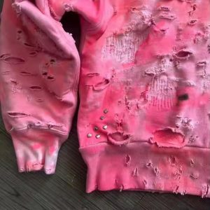 Custom Unisex Y2k Cropped Ripped Men'S Hoodie Heavyweight Cotton Sun Faded Distressed Embroidery Acid Wash Zip up Hoodie for Men