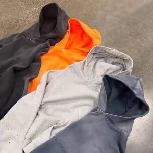Wholesale Custom Logo Pullover Casual Blank Sudaderas Hombre Oversized Cropped Heavyweight 450 Gsm Acid Wash Blank Plain Hoodie