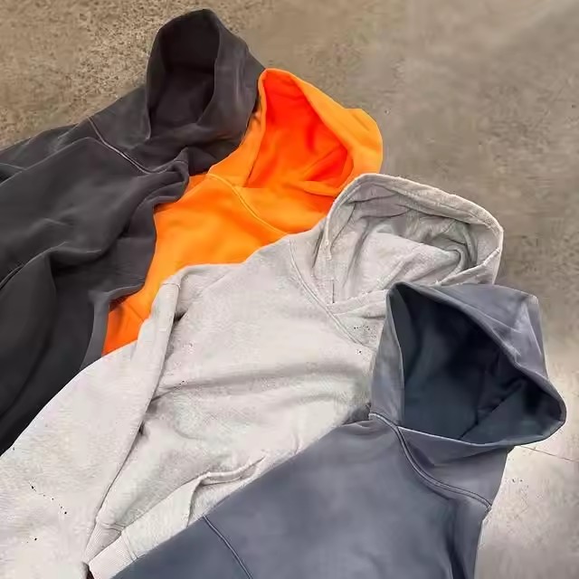 Wholesale Custom Logo Pullover Casual Blank Sudaderas Hombre Oversized Cropped Heavyweight 450 Gsm Acid Wash Blank Plain Hoodie