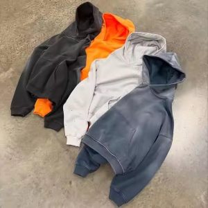 Wholesale Custom Logo Pullover Casual Blank Sudaderas Hombre Oversized Cropped Heavyweight 450 Gsm Acid Wash Blank Plain Hoodie