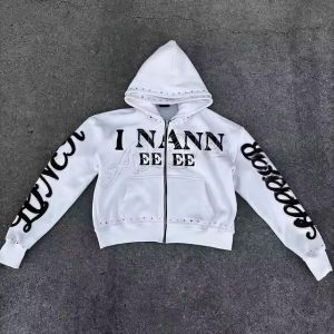 Us Free Tax Factory Custom Heavyweight 450 Gsm Distressed Zip up Hoodie Men Streetwear Print Sudaderas Hombre Rhinestones Hoodie