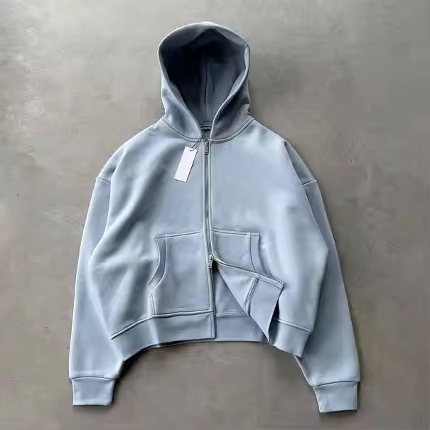 Custom Men'S Hooded Sweatshirts Vintage Heavyweight Hoodie 450 500 Gsm Cotton Double Zipper Acid Wash Triple Layer Zip up Hoodie