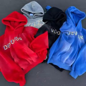 Custom Streetwear Rhinestones Logo Pullover Men's Hoodie Heavy Weight Acid Wash Gym Boxy Drop Shoulder Oversized Hoodies for Men