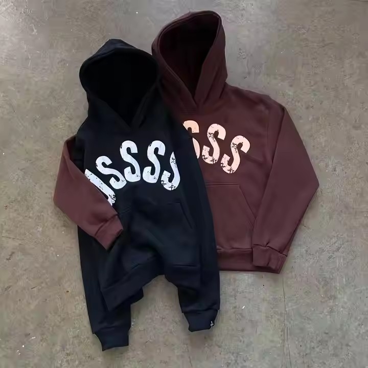 Custom French Terry Vintage Designer Hoodie for Men Embroidery Print Heavyweight Streetwear Distressed 450 500gsm Zip up Hoodie