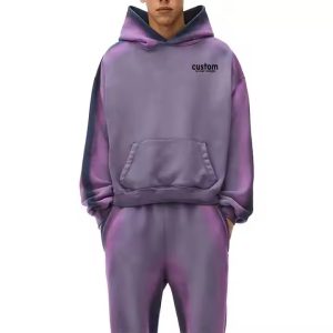 Hot Sell Streetwear High Quality Men Hoodie Sweatsuit Wholesale Custom Logo Aicd Wash Flared Sweatpants and Hoodie Sets