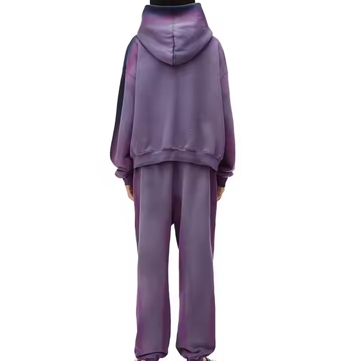 Hot Sell Streetwear High Quality Men Hoodie Sweatsuit Wholesale Custom Logo Aicd Wash Flared Sweatpants and Hoodie Sets