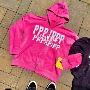 Custom Sun Faded 500gsm Distressed Patch Embroidery Men'S Hoodie Heavyweight Streetwear Acid Wash Zip up Hoodies Unisex