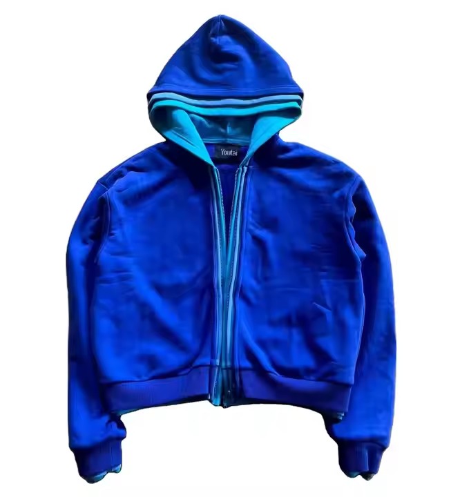 Custom Oversized Blank Cropped Hoodie Men Streetwear High Quality Three Triple Layer Zip up Unisex Men'S Heavyweight Hoodies