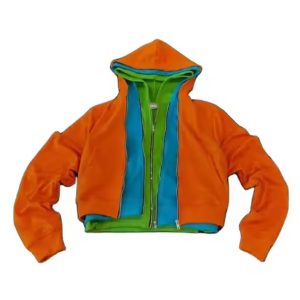 Custom Y2k Blank Distressed Triple Layer Zip up Hoodie Men Streetwear High Quality Cotton Acid Wash Cropped Heavyweight Hoodie