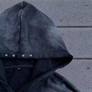 Custom Heavyweight Distressed Vintage Zip up Hoodie Men Streetwear Acid Washed Embroidery Rhinestone Cropped 450 500gsm Hoodie