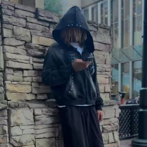 Custom Heavyweight Distressed Vintage Zip up Hoodie Men Streetwear Acid Washed Embroidery Rhinestone Cropped 450 500gsm Hoodie