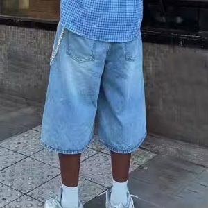 Streetwear Custom Distressed Oversized Acid Wash Wide Leg Shorts Manufacturer Denim Jorts Baggy Sweat 3/4 Pants Jeans Shorts Men