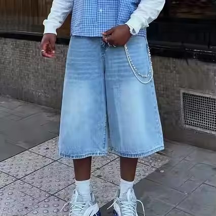 Streetwear Custom Distressed Oversized Acid Wash Wide Leg Shorts Manufacturer Denim Jorts Baggy Sweat 3/4 Pants Jeans Shorts Men