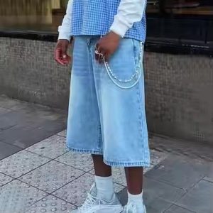 Streetwear Custom Distressed Oversized Acid Wash Wide Leg Shorts Manufacturer Denim Jorts Baggy Sweat 3/4 Pants Jeans Shorts Men