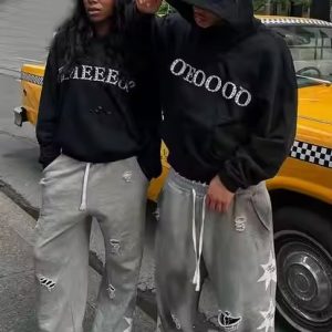 Manufacturer Custom Streetwear Hip Hop Rhinestone Gemstone Sweatshirt Hoodie Print Pullover Oversized Heavyweight Hoodie for Men