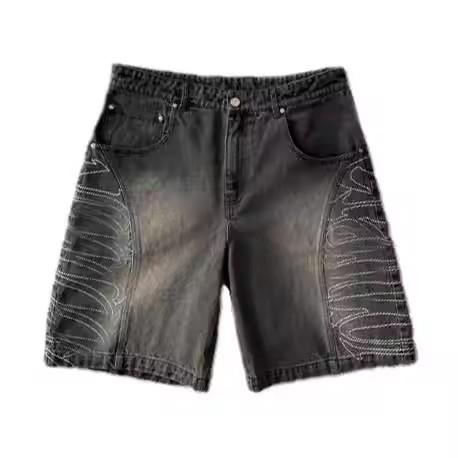 Manufacturer Custom Vintage Acid Wash Men'S Denim Shorts Embroider Logo Jorts Summer Streetwear Cargo Designer Jean Shorts