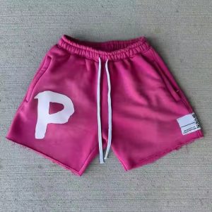 Custom High Quality Cut and Sew Acid Wash Men'S Shorts Wholesale Vintage Streetwear Cropped Printed Cotton Shorts Manufacturer