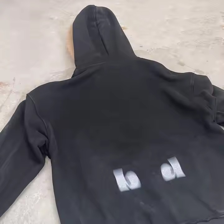 Wholesale Custom Heavyweight Distressed Zip up Faux Fur Hood Hoodie for Men Streetwear Oversized Cotton Jacket Sudaderas Hombre