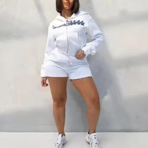 Custom Puff Print Logo Jogging Women'S 2 Piece Short Sets Y2k Summer Sweatsuit Manufacturer Cotton Two Tracksuits for Women