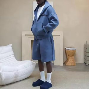 Hot Selling 2025 High Quality Joggers Oversized Sweatsuit Wholesale Custom Tracksuit 2 Pieces Hoodie Shorts Sets for Men