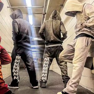 Custom Streetwear Sweatsuit Flare 2 Piece Set Clothing Manufacturers Fitness Baggy Acid Wash Running Flared Tracksuit for Men