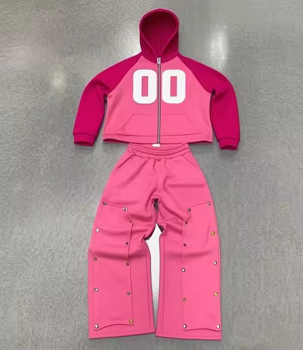 Factory Oem Vintage Washed Streetwear Tracksuit Heavyweight Flared Sweatpants and Hoodie Sets Custom Print Logo Men Sweatsuit