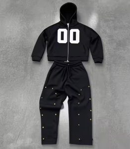 Factory Oem Vintage Washed Streetwear Tracksuit Heavyweight Flared Sweatpants and Hoodie Sets Custom Print Logo Men Sweatsuit