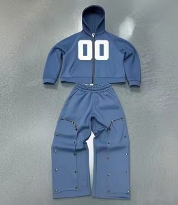 Factory Oem Vintage Washed Streetwear Tracksuit Heavyweight Flared Sweatpants and Hoodie Sets Custom Print Logo Men Sweatsuit