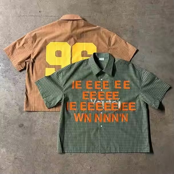 Custom High Quality Streetwear Button up Plaid Shirts for Men Clothing Manufacturer Summer Flannel Sports Boxy Plain T Shirt