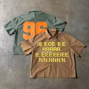 Custom High Quality Streetwear Button up Plaid Shirts for Men Clothing Manufacturer Summer Flannel Sports Boxy Plain T Shirt