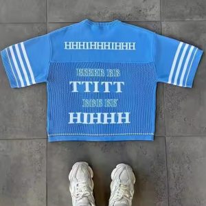 Wholesale Custom High Quality Printed Summer Men's Knitwear T-shirt Boxy Fit Mesh Jersey Cotton T Shirt Joggers for Men