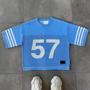 Wholesale Custom High Quality Printed Summer Men's Knitwear T-shirt Boxy Fit Mesh Jersey Cotton T Shirt Joggers for Men