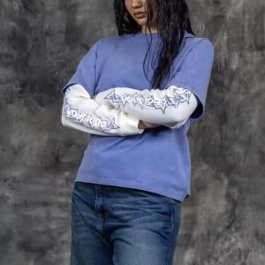 Streetwear Acid Wash Double Layered Long Sleeve T Shirt for Men Custom Cotton Oversized Waffle Tee Y2k 2025 Trending T-Shirt