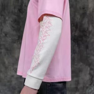 Streetwear Acid Wash Double Layered Long Sleeve T Shirt for Men Custom Cotton Oversized Waffle Tee Y2k 2025 Trending T-Shirt