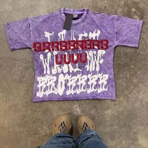 Custom Vintage Acid Wash Cotton Printed Men'S T-Shirt Heavyweight Graphic Oversized High Quality Tee Sun Faded T Shirt for Men